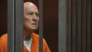Joseph James DeAngelo in jail. The former police officer is accused of being the Golden State Killer, suspected in at least a dozen killings and roughly 50 rapes in the 1970s and '80s.