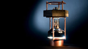 An image shows a prototype of a neutrino detector.