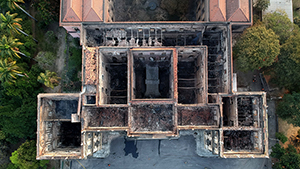 Gutted interior of Rio de Janeiro's National Museum after fire destroyed most of the contents.